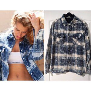 Chip Foster | Indigo Plaid Textured Button Down Shirt